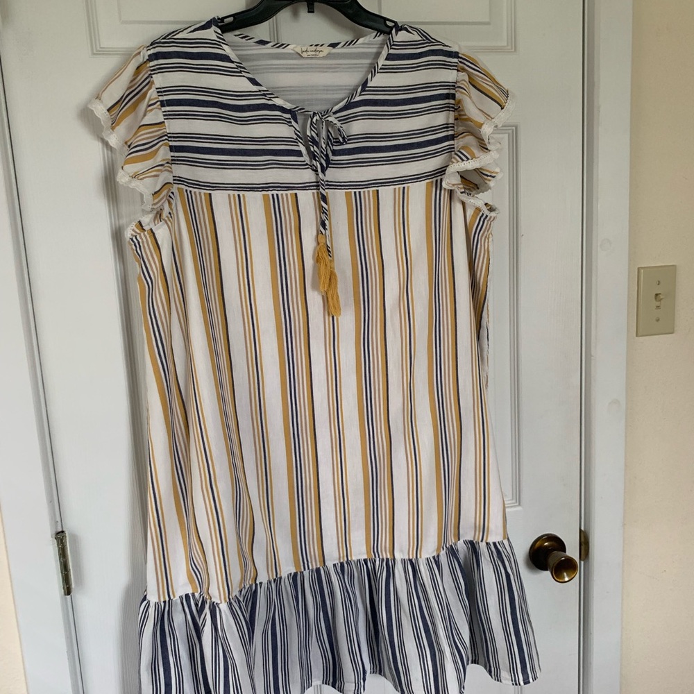 Striped Ruffle Sleeve Dress